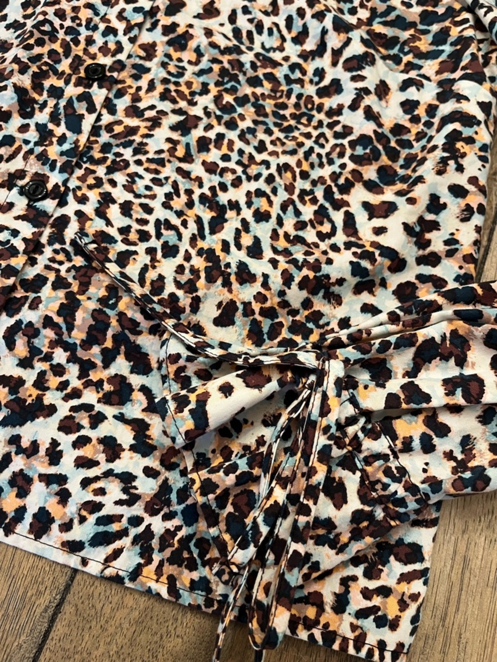 Topshop Leopard Peter Pan Collar Ruffle Blouse size 4 - Picture 4 of 15